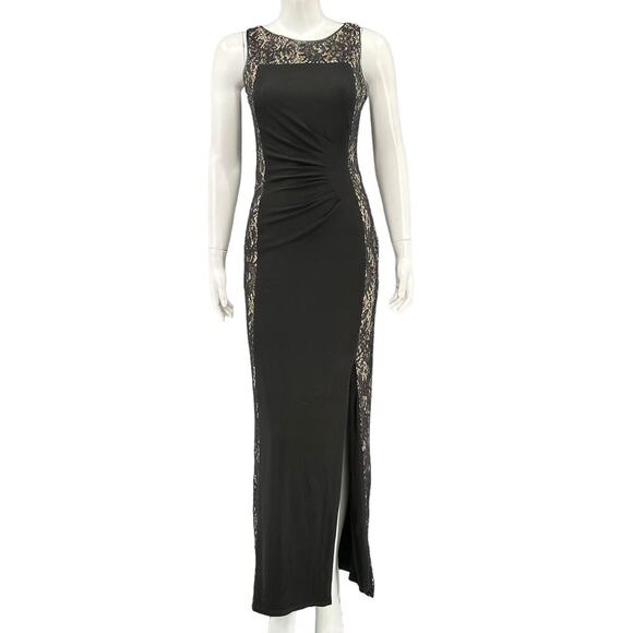 Betsy & Adam Dresses & Skirts - Betsy & Adam Black Lace-Panel Evening Gown - Elegant Long Dress